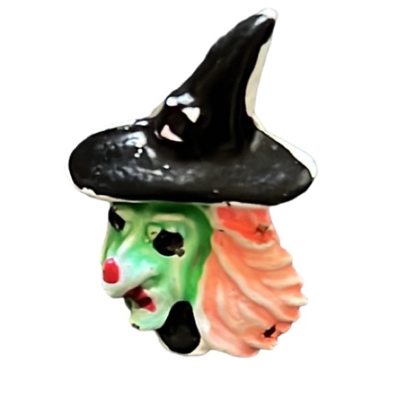Rare Vintage Whimical Wicked Witch Halloween Enamel Lapel Pin Retro Brooch - Picture 1 of 3